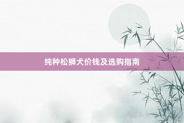 纯种松狮犬价钱及选购指南